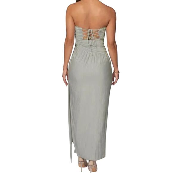 Jluxlabel Women’s Roe Drape Strapless Maxi Dress Light Green Size Small NWT - Picture 2 of 11